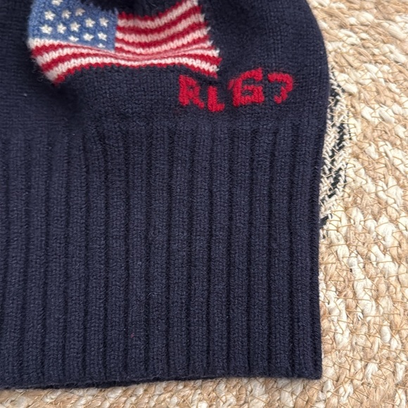 Polo Ralph Lauren Navy Blue Wool American Flag RL\'67 Ribbed Knit Beanie Hat main image 5